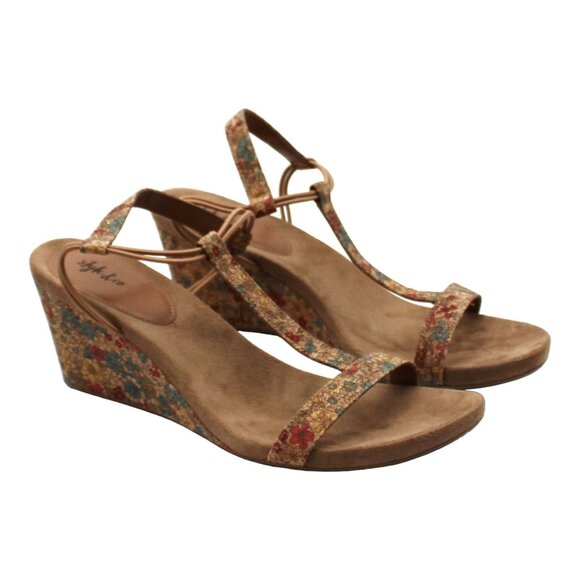 Style & Co. Womens Stretch Metallic Wedge Sandals - Picture 1 of 7
